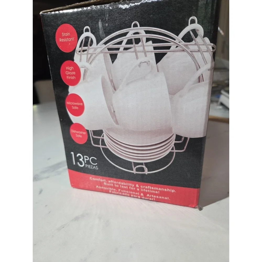 BC Service For 6 Espresso Set. Cups, Saucers, And Display/Storage Stand. 4oz...